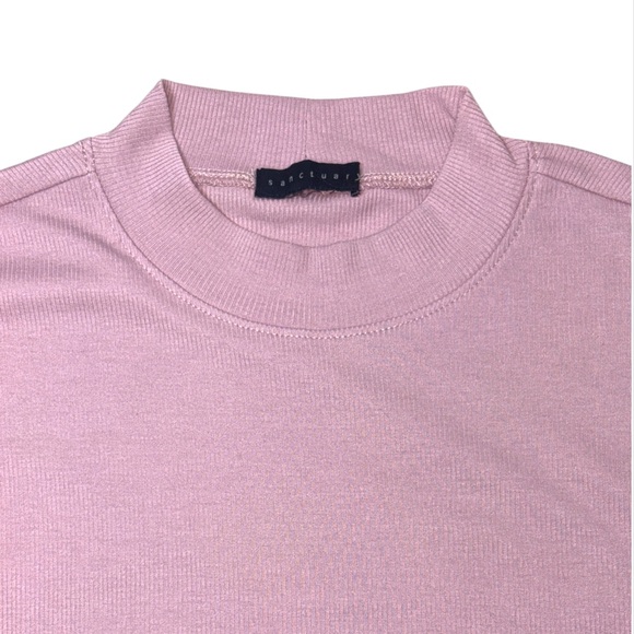 Sanctuary Cap Sleeve Ribbed Crossover T-Shirt In Misty Rose Pink Size XXS/XS - Picture 3 of 11